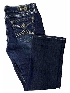 Miss Me Easy Capri Women 31x27 Blue Denim Jeans Jewelled Stretch